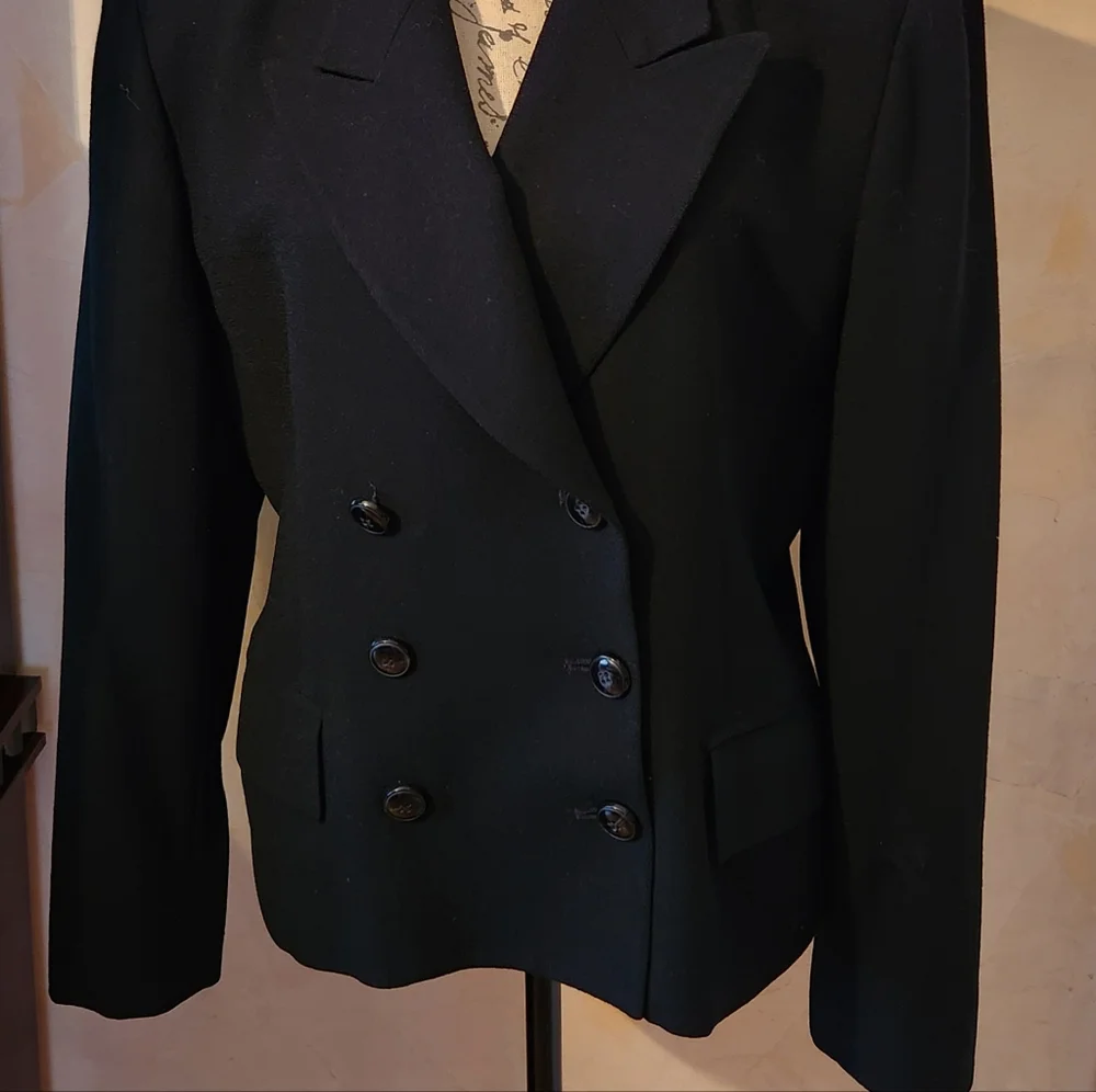 Vintage Authentic Christian Dior Women's Black Wool Blazer Size 14